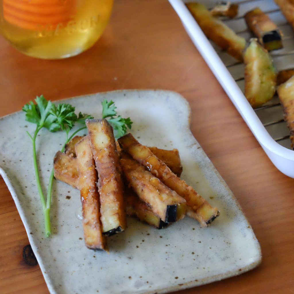 なすのフリッター・はちみちがけ