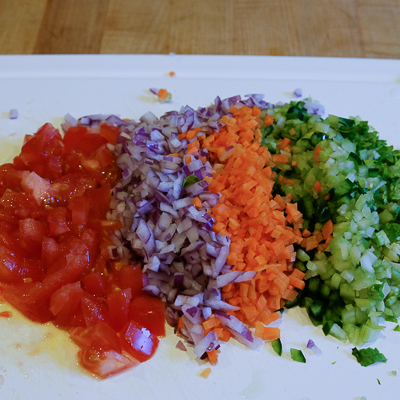 スープカレーの素で作るドライカレー・手順１