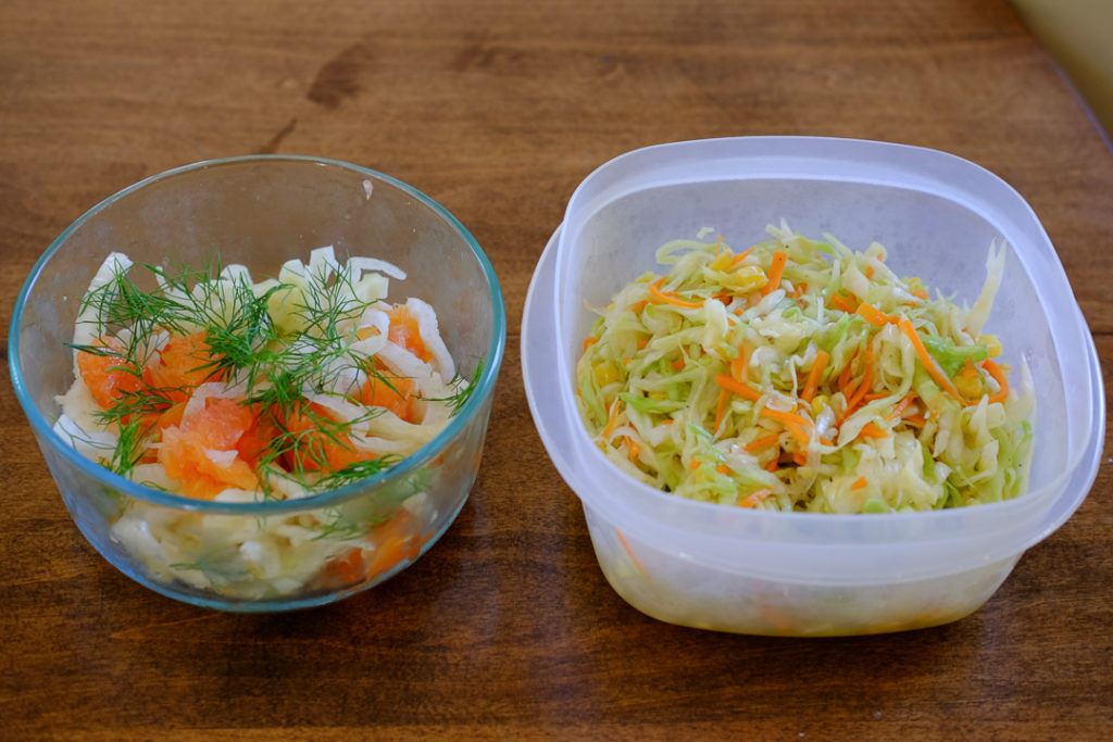 フェンネルとオレンジのサラダ、コールスロー