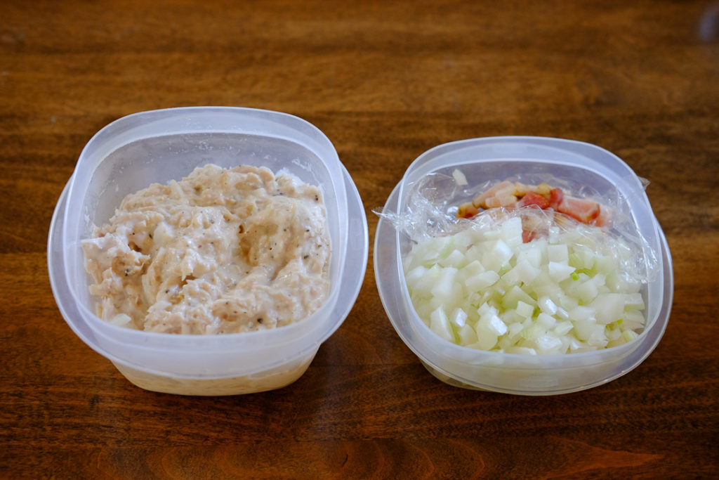 ツナサラダ、オムライス下ごしらえ