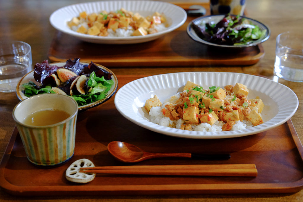 四川風麻婆豆腐とフィグサラダ