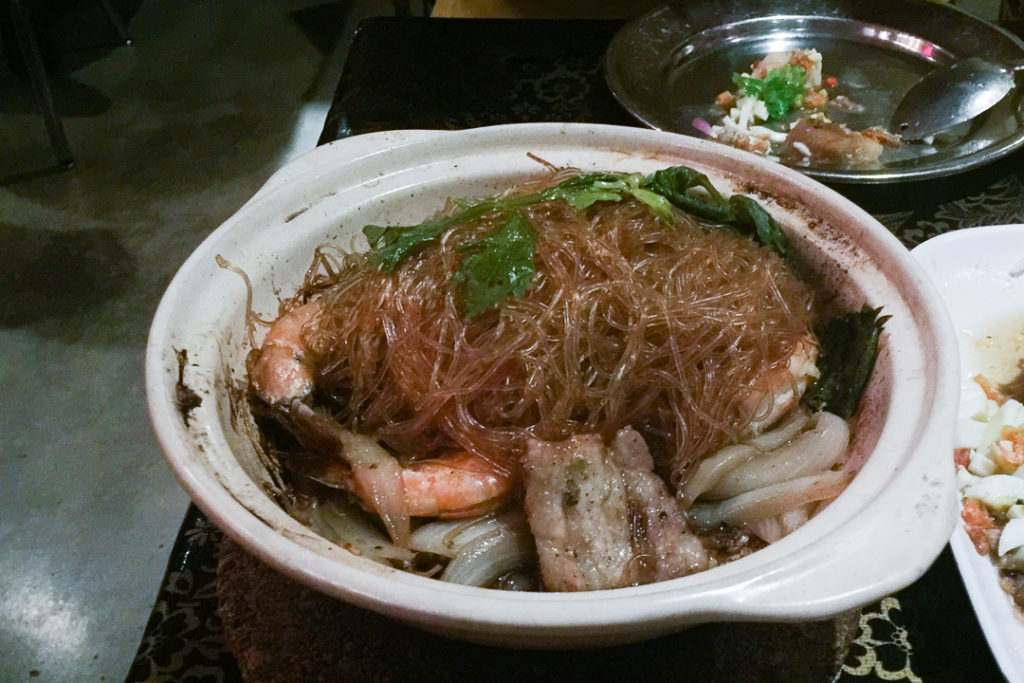 海老と豚バラと春雨の一品