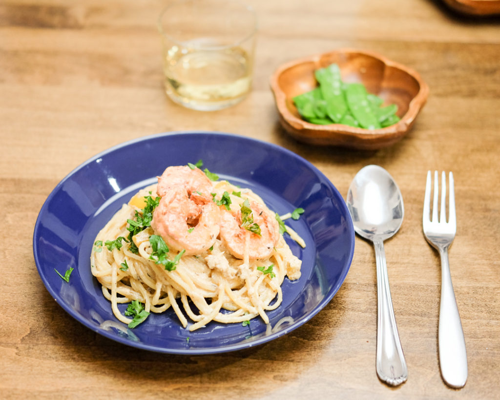海老のケイジャンクリームパスタの献立