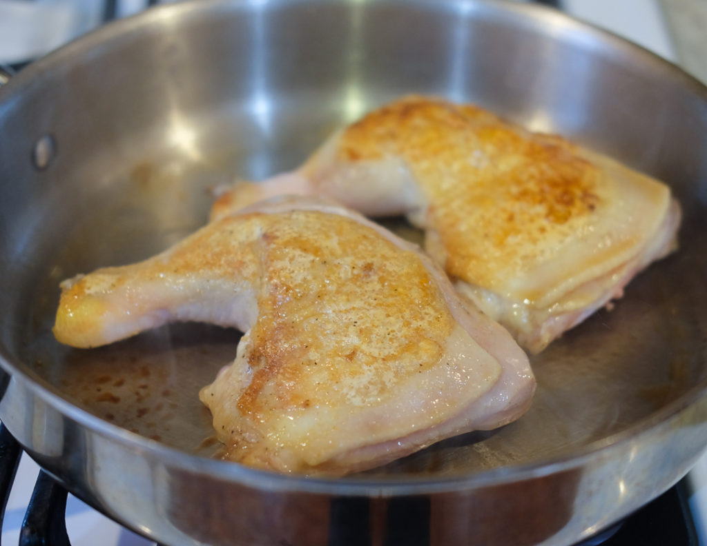 ステンレスのフライパンでこんがり焼きます