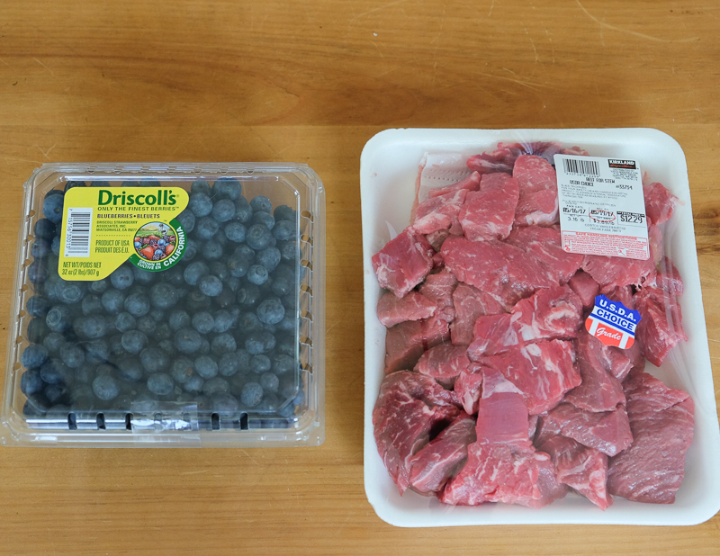 ブルーベリーとシチュー用牛肉