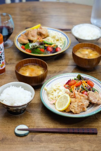 鶏のから揚げ定食風