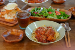 ミートボールスパゲティの献立