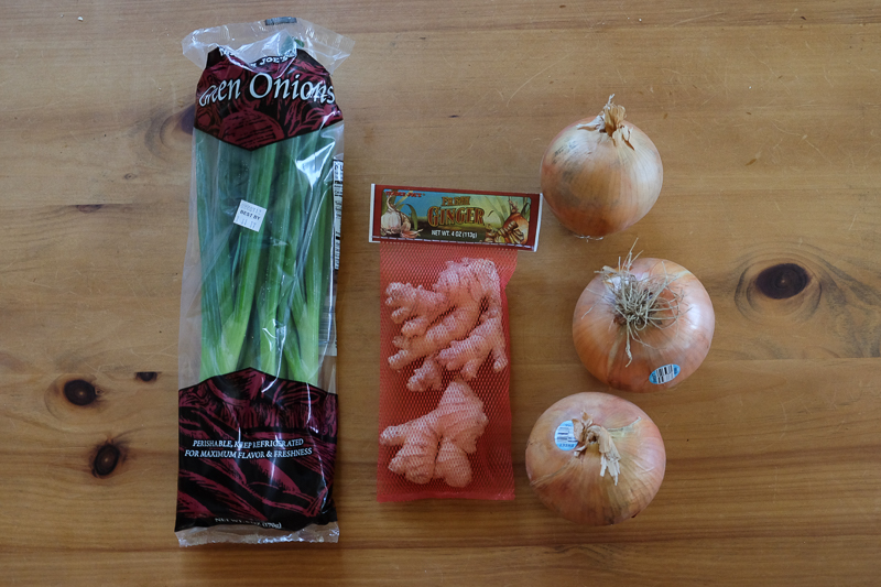 万能ねぎ、しょうが、玉ねぎ