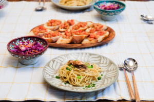 オイルサーディンの和風パスタの献立