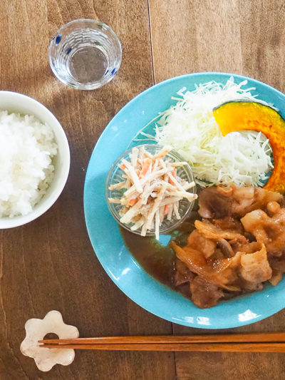 豚の生姜焼き＆ごぼうサラダのワンプレート