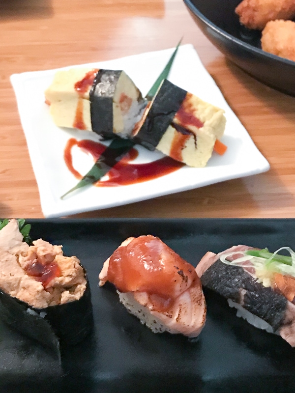 たまご、あんきも、カツオ、炙りサーモン