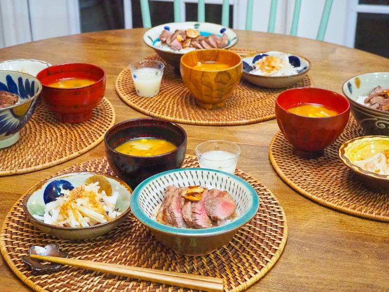 ステーキ丼の献立