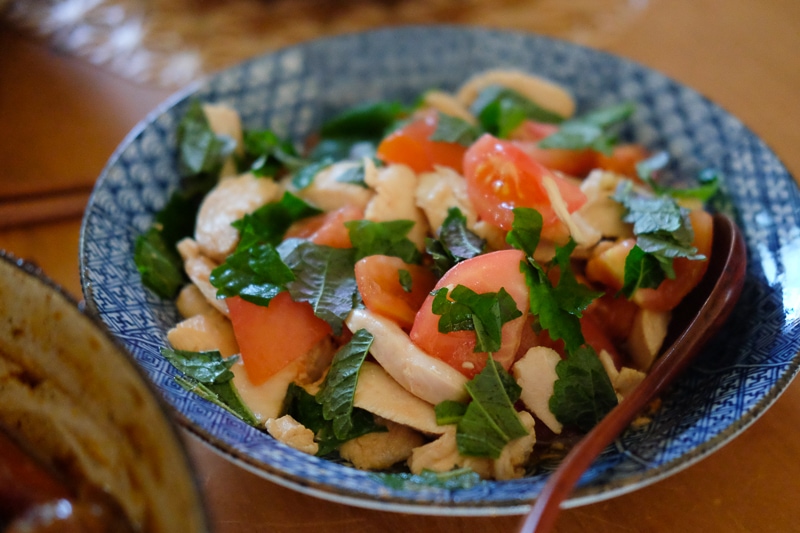 鶏肉とトマトのしょうがだれ