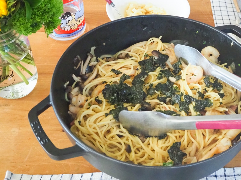 海老としめじの柚子胡椒パスタ