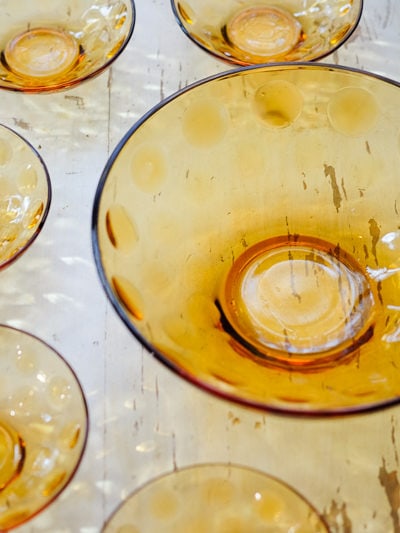 アンバー色のボウルセット