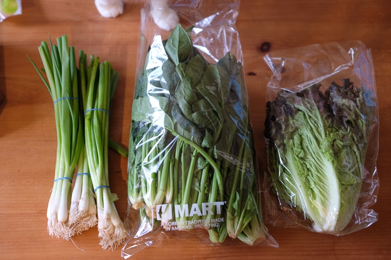 ねぎ、小松菜、レタス